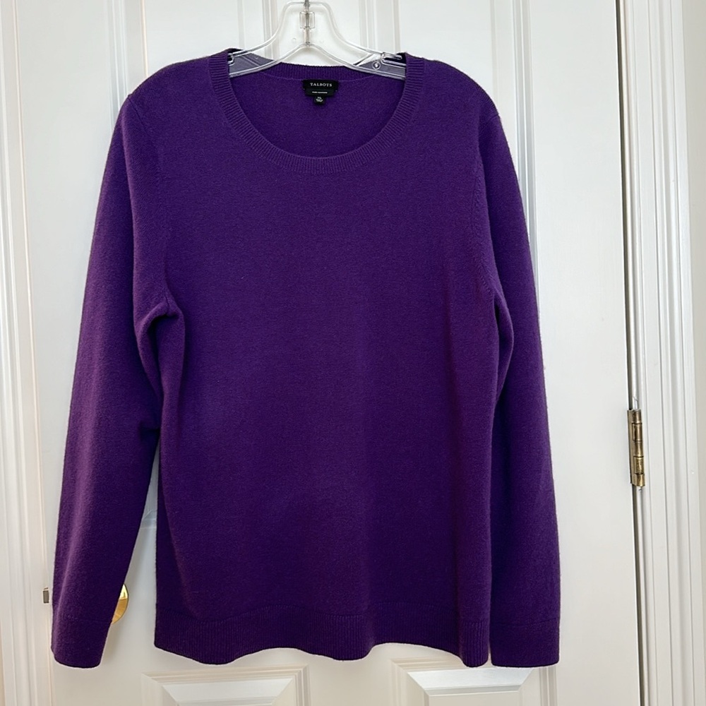 Talbots Purple Cashmere Crewneck Sweater